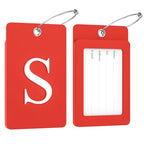 2 Pack Initial Luggage Tags for Suitcases Airplane Travel Essentials (Large S / Red)