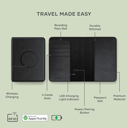 Passport Holder with Find My Tracking (Black)