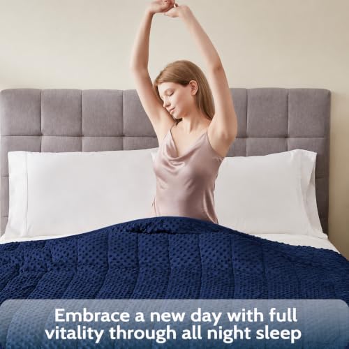 Weighted Blanket Queen 15lbs 60"x80" Navy Thick Warm Minky Heavy Blanket (23-oceana / 60" x 80" | 15lbs)