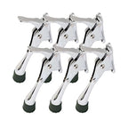 6 Stoppers Kickdown Door Stop for Bottom of Door (Chrome / 4 INCH X 6 PACK)