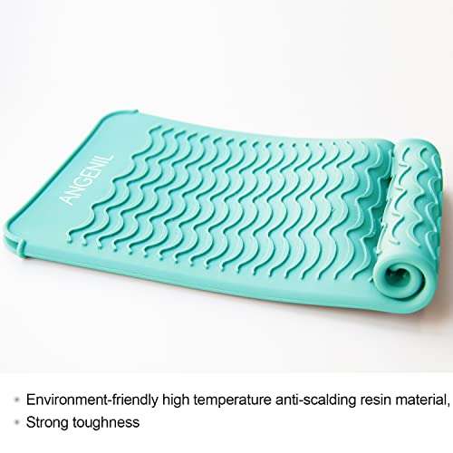 Curling Iron Silicone Mat Heat Resistant for Travel Dual Voltage Flat Iron (Green)