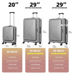 29 Inch Checked Luggage with Expansion and Side Opening (Dark Gray / 29 Inch)