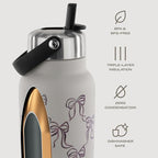 Recycled Stainless Steel Explorer with Flip Straw Lid (Lunar Grey Bows / 32 Ounces)