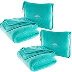 Premium Soft Travel Blanket Pillow 2 Pack Airplane (Teal-2pk-t012)