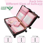 8 Set Packing Cubes Various Sizes Packing Organizer for Travel Accessories Luggage Carry On Suitcase (08-Pink / 8 Set-middle Mesh)