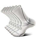 Men 6 Pack Athletic Compression Crew Socks for Running Gym Sports (7-8 / White 4134)