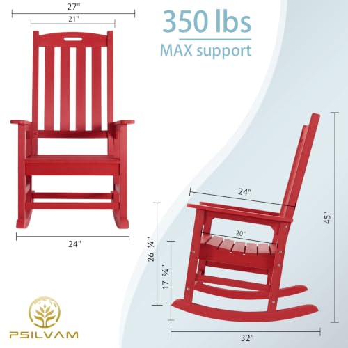 Outdoor Rocking Chairs Set of 2 (Red / 2 pack)