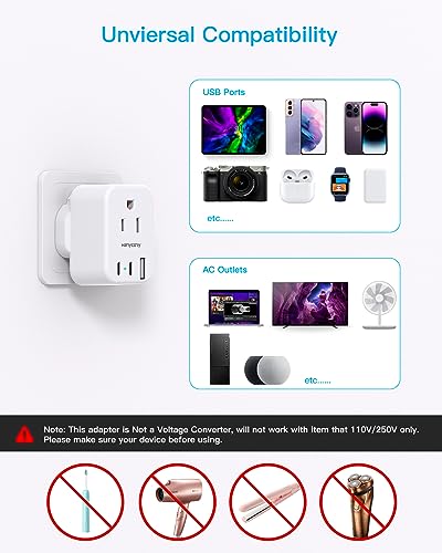 US to UK Ireland Travel Plug Adapter (Type G - UK Ireland)