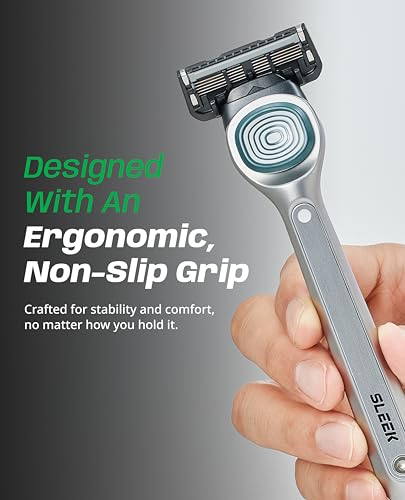 SLEEK Six Blade Razor System with Multi (Replacement 8 cartridges)