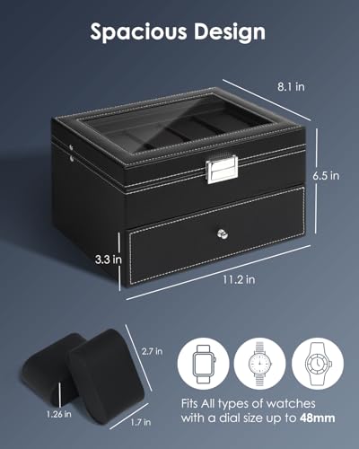 Mens Watch Box Jewelry Organizer (Black / 20-slot)