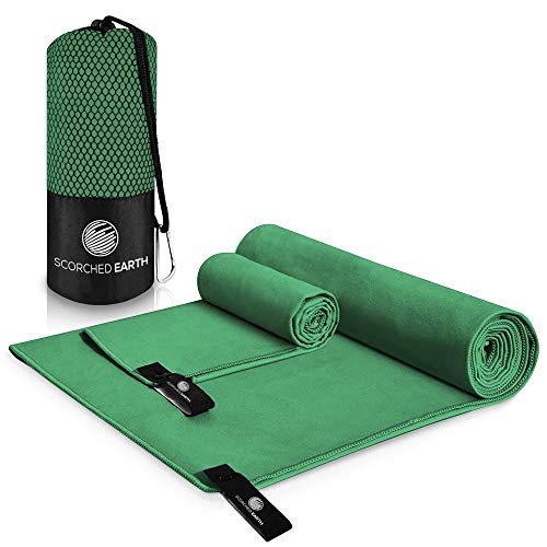 Microfiber Travel & Sports Towel Set (Evergreen / XL Set (39x70.5" & 12x24"))