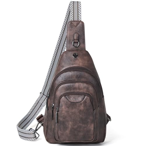10L Crossbody Sling Bag for Women Men Anti Theft Cross Body Fanny Pack Belt Bag Purse Gifts for Women Faux Leather (10L / 10l-coffee)