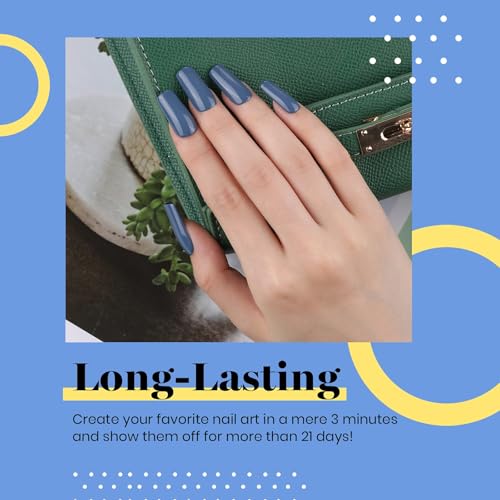 Beetles Blue Gel Nail Polish 15ML Soak Off UV Gel for Fall Nail Art DIY (D - Creme Blue | Grayish Blue)