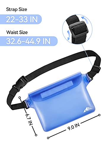 2 Pack Waterproof Fanny Pack Pouch Dry Bag for Phone Passport Purse (Black & Blue)
