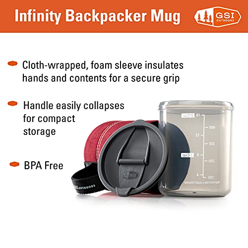 Backpacker Neoprene Mug I Infinity Lightweight BPA (Heathered Red)