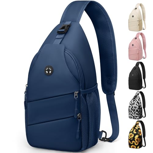 Crossbody Bags for Women Men Trendy Sling Bag Backpack Chest Bag (Large / Navy Blue)