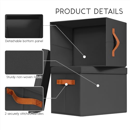 Storage Bins with Lids (Black / XL(5-Pack))