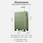 26 Inch Luggage with Spinner Wheels (Bamboo Green / 26 Inch EXT)
