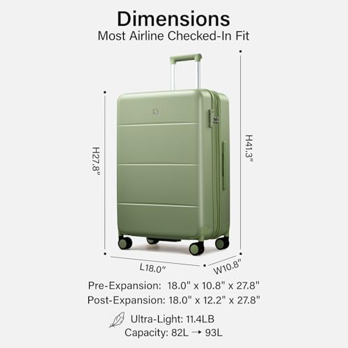 26 Inch Luggage with Spinner Wheels (Bamboo Green / 26 Inch EXT)