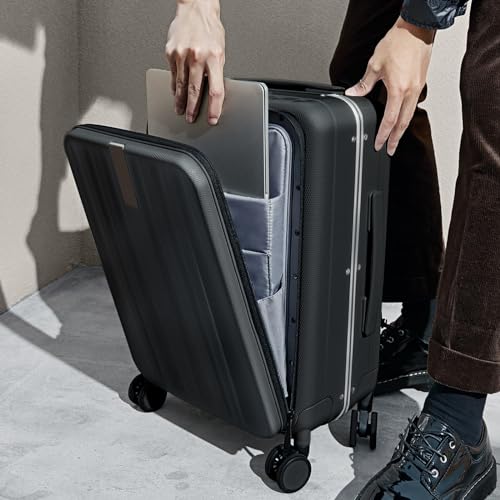 20 Inch Carry On Luggage Hard Shell Suitcases with Wheels Luggage Suitcase Travel Luggage for Women Men Rolling Luggage Bags for Business Trip Weekender (20 Inch / Black Upgrade)