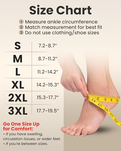 Ankle Compression Sleeve (Black / 15-20mmHg / 1 Pair / Large)