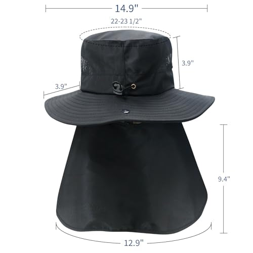 Sun Fishing Hats with Neck Flap for Men Pure Grey (One Size / Pure Grey(with Neck Flap))