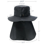 Sun Fishing Hats with Neck Flap for Men Pure Black (One Size / Pure Black(with Neck Flap))