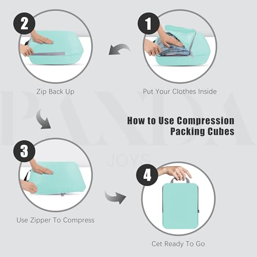 4 Set Compression Packing Cubes Travel (Light Teal)