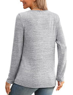 V Neck T Shirts for Women Blouses Fall Tunics Boho Chic Clothing Grey XL (X-Large / Grey)