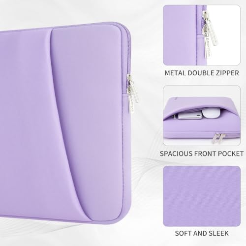 RAINYEAR 13.3 Inch Laptop Sleeve Padded Case Cover with Pocket (13.3-14 inch / Purple)
