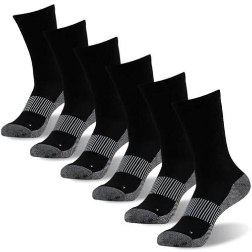 Copper Socks for Men (Large / 01# 6 Pairs- Black Crew)
