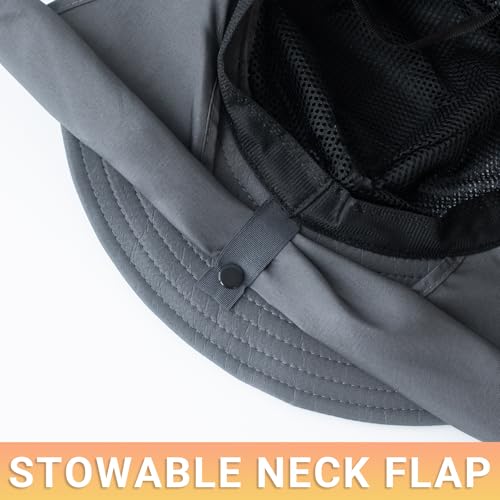 Sun Bucket Hats for Men Women Fishing Hat with Neck Flap Darkgray (Darkgray (With Neck Flap))