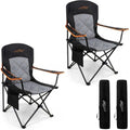2 Pack Padded Oversized Camping Chairs with Lumbar Support (Black / Twin Pack)