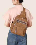 Large Sling Bag for Women (Camel Brown Nubuck Style)