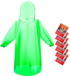 6 & 20 & 50 Pack Disposable Rain Ponchos for Adults (Green / 6 Pack)