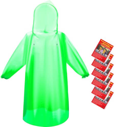 6 & 20 & 50 Pack Disposable Rain Ponchos for Adults (Green / 6 Pack)