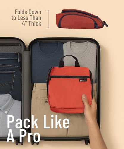 D&D Wanderlust Hanging Travel Toiletry Bag for Women & Men (Red)