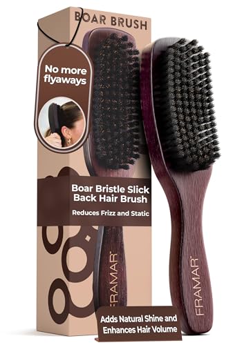 Slick Back Hair Brush Boar Bristles (Brown Velvet)