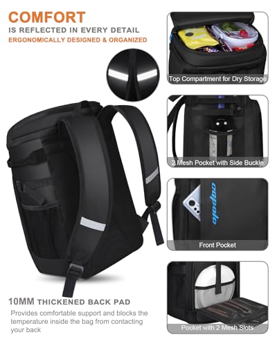 Cooler Backpack Insulated Leak Proof for Women Men Soft Cooler Bag (45 Cans / Deep Black Leather)