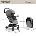 Lithe V2 Lightweight Travel Stroller Snack Tray Included (Grey)