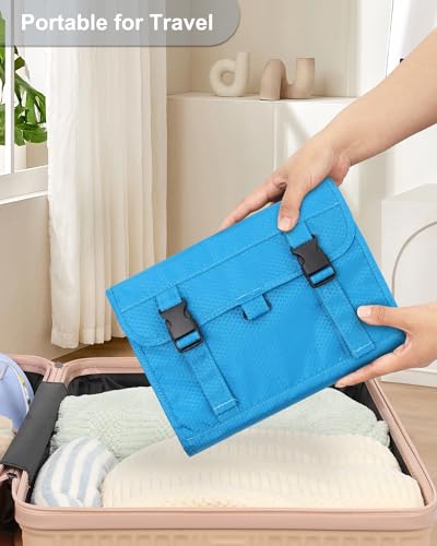 Travel Hanging Toiletry Bag for Women Men with Hanging Hook (02 Blue / Large)