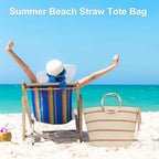 each Bags for Women Straw Tote Bag Summer Beach Bag Large Woven Straw Tote for Vacation Holiday (Beige)