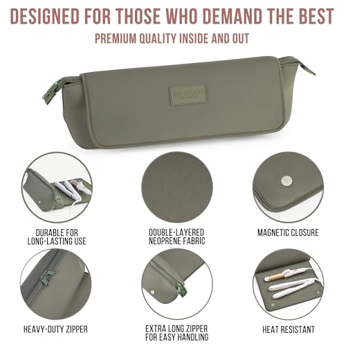 Hair Tools Travel Bag and Heat Resistant Mat 17" (Olive)