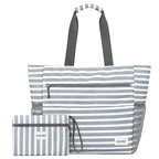 Beach Bag Waterproof Sandproof Large Capacity Foldable for Women (Grey Stripe / 80L)