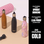 Stainless Steel Water Bottle with Flip Straw Cap (Geode Rose / 17 Ounces)