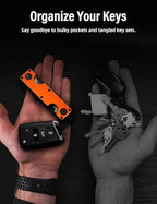 Key Organizer Key Holder Compact Key Case Minimalist Metal Key Chain Key Holder for Keychain Secures 8 (Orange)