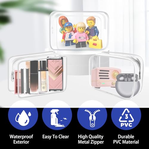 16 Pieces Small Clear Makeup Bag PVC Zippered Pouches (16pcs White S)