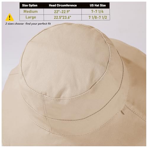 Womens Sun Hats Wide Brim Reversible Bucket Cotton Hat Packable Summer Travel Cap with Hat Clip (Medium / Medium-beige1)