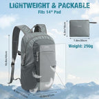 18L Lightweight Packable Hiking Backpack for Men Women (Grey)