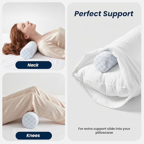 Neck Roll Cervical Pillow for Neck Pain Relief (Cool Blue / X-Small - 3.5" H)